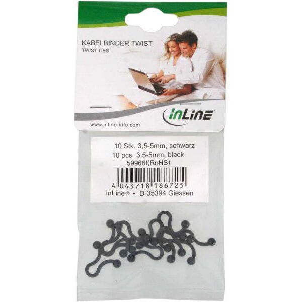 Organizer InLine Linka zaciskowa Czarny 10 sztuk  (59966I)