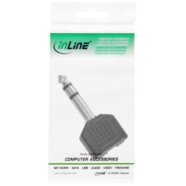 Adapter AV InLine Audio 6.3mm jack męski Stereo - 2x 3.5mm jack żeński Stereo (99304)