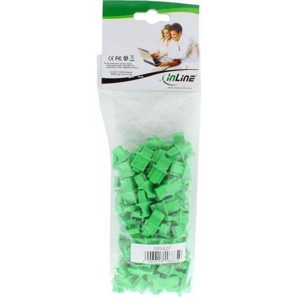 InLine Osłona przeciwkurzowa do gniazda RJ45 zielona 100szt. (59942F)