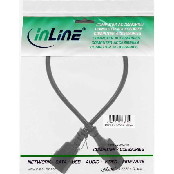 Kabel zasilający InLine 3 Pin IEC C13 - C14 0.5m (16605)