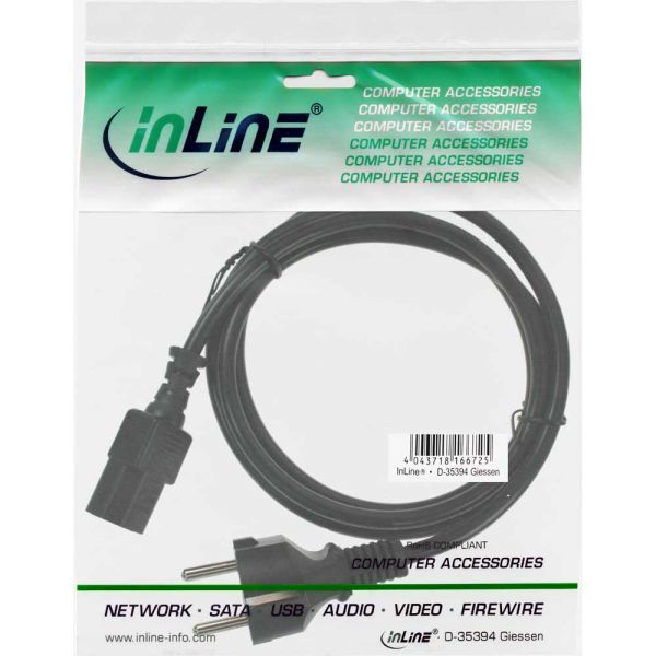 Kabel zasilający InLine Typ F German - 3 Pin C13 IEC (16651A)