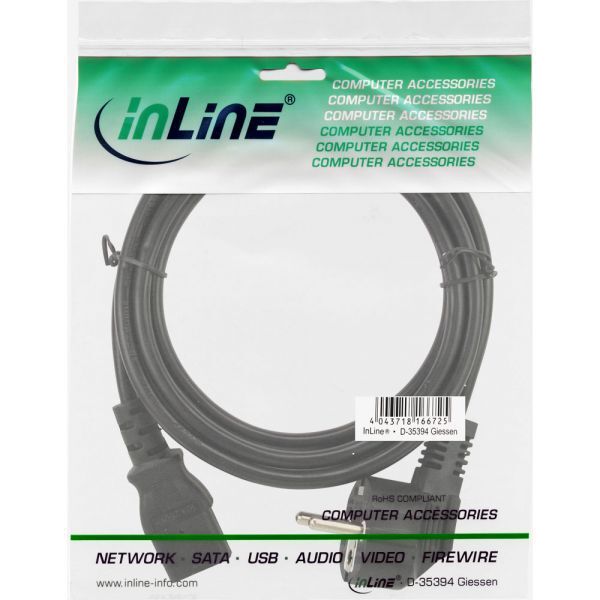 Kabel zasilający InLine Typ H Izrael - IEC connector 1.8m (16652H)