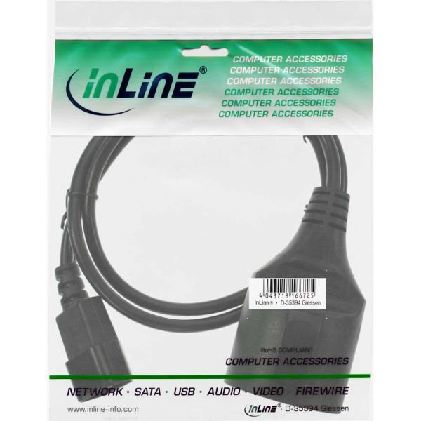Kabel zasilający InLine C14 plug - German Typ F socket czarny 1m (16659A)