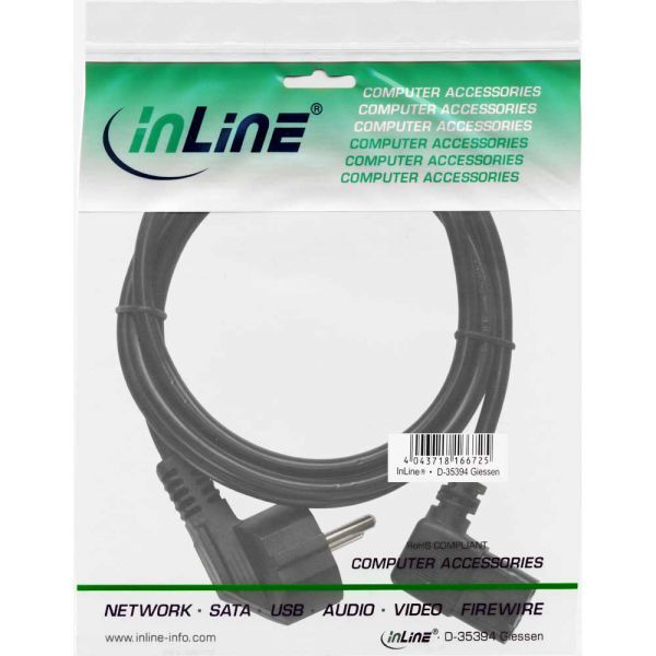 Kabel zasilający InLine Typ F German kątowy C13 prawy kątowy (16752C)