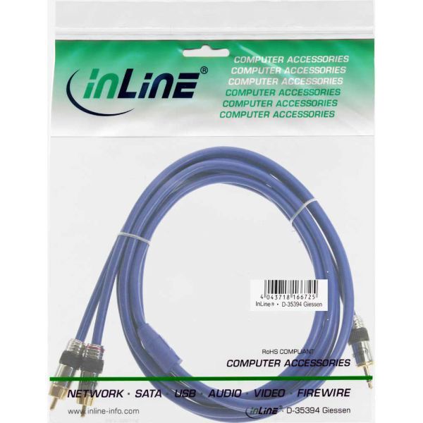 Kabel InLine Jack 3.5mm - RCA (Cinch) x2 20m niebieski (89937P)