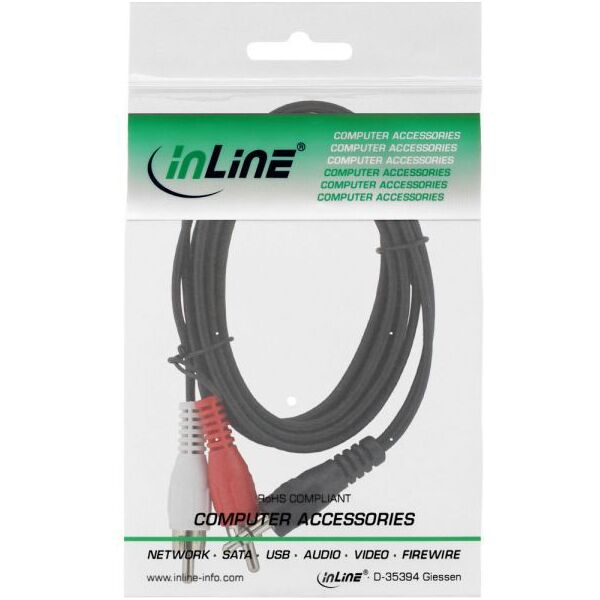 Kabel InLine Jack 3.5mm - RCA (Cinch) x2 2m czarny (89939)
