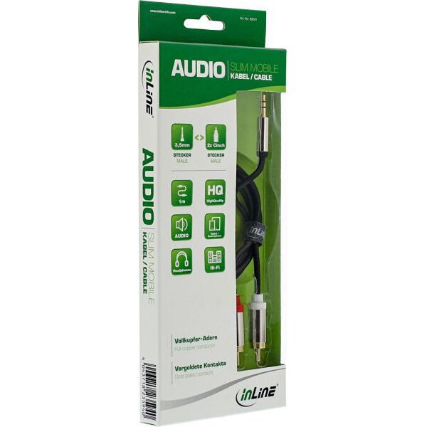 Kabel InLine Jack 3.5mm - RCA (Cinch) x2 1m srebrny (99241)