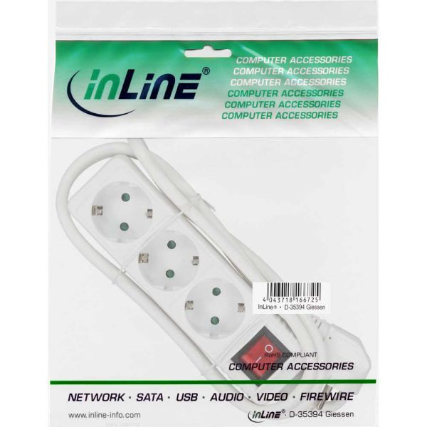 Listwa zasilająca InLine 3 gniazda 1.5 m biała (16431T)