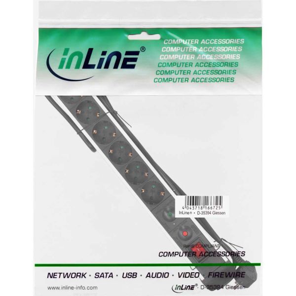 Listwa zasilająca InLine przeciwprzepięciowa 6 gniazd 1.5 m czarna (16436A)