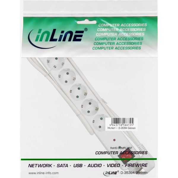 Listwa zasilająca InLine przeciwprzepięciowa 6 gniazd 1.5 m biała (16461Q)