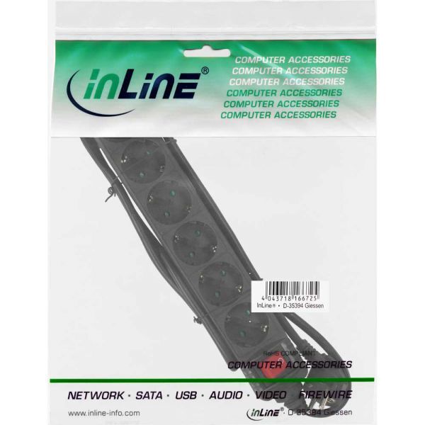 Listwa zasilająca InLine 6 gniazd 1.5 m czarna (16461S)