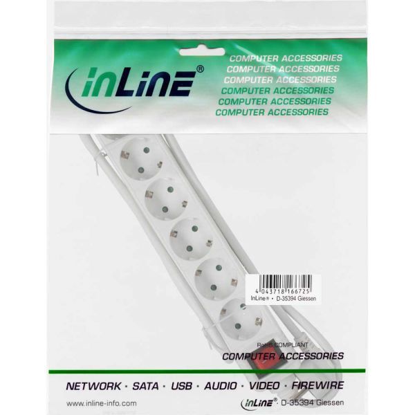 Listwa zasilająca InLine 6 gniazd 1.5 m biała (16461T)