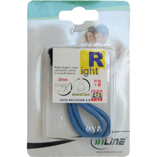 InLine SATA - SATA, 0.3m, Niebieski (27703R)