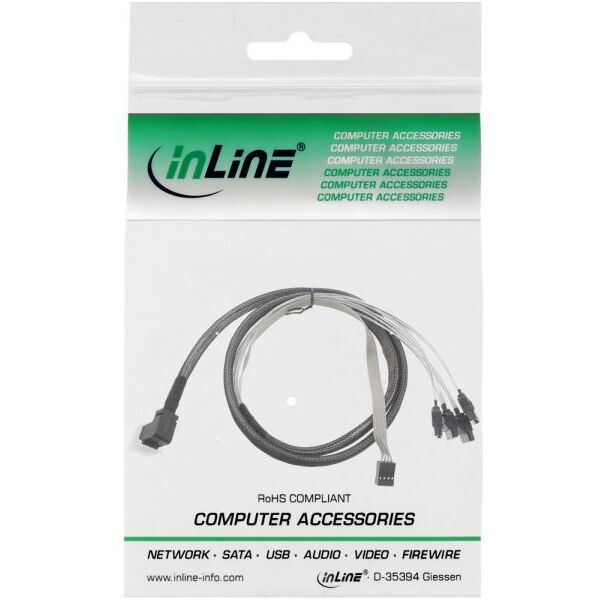 InLine SFF 8643 - SATA x4, 0.5m, Szary (27631A)