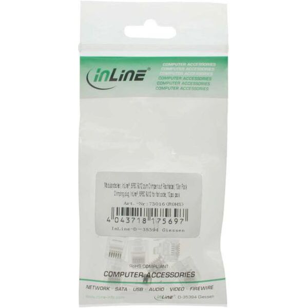 InLine Wtyk 6P6C, RJ12, dla płaskiego kabla, 10 sztuk (73016)
