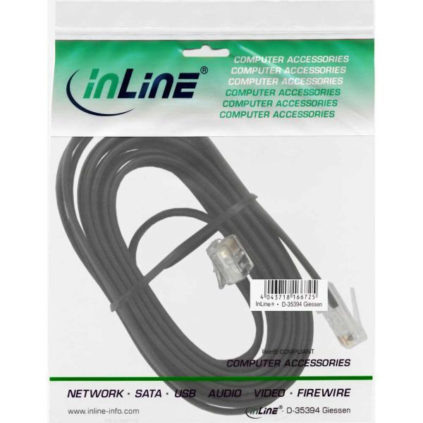 InLine Modularny kabel RJ45 8P6C do RJ12 6R6C, czarny, 3m (18643)