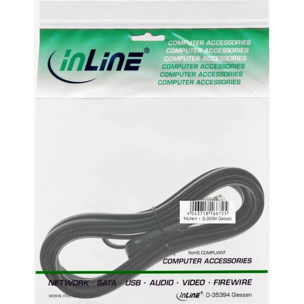 InLine Modularny kabel RJ12, 6P6C, czarny, 3m (18844)