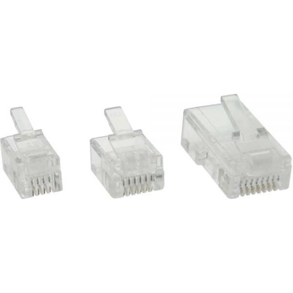 InLine Modularny wtyk 6P4C, RJ11 do zaciskarki dla kabli okrągłych opływowych, 10 sztuk (73014R)
