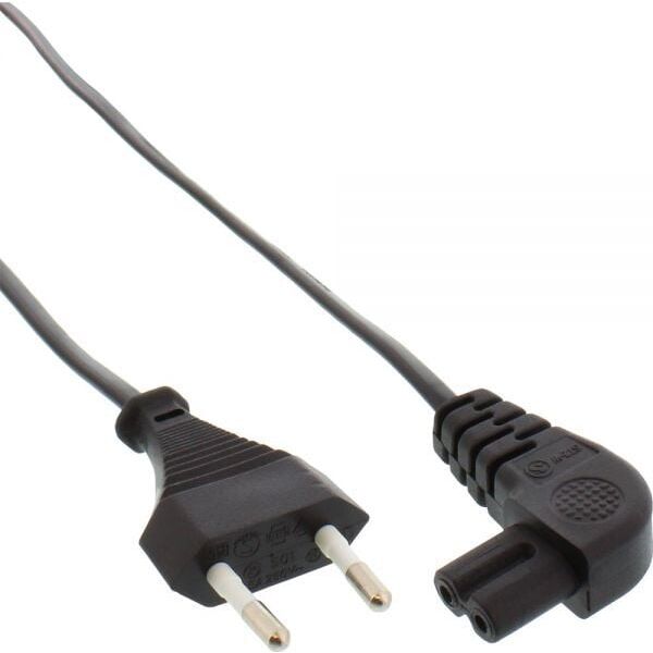 Kabel zasilający InLine Euro Typ C- Euro 8 C7 kątowy czarny 2m (16654G)