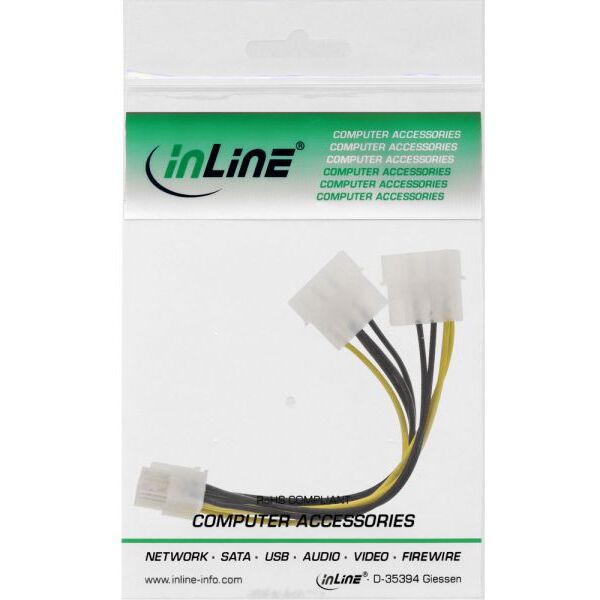 InLine Molex x2 - PCIe 8-pin, 0.15m, Żółty (26628C)