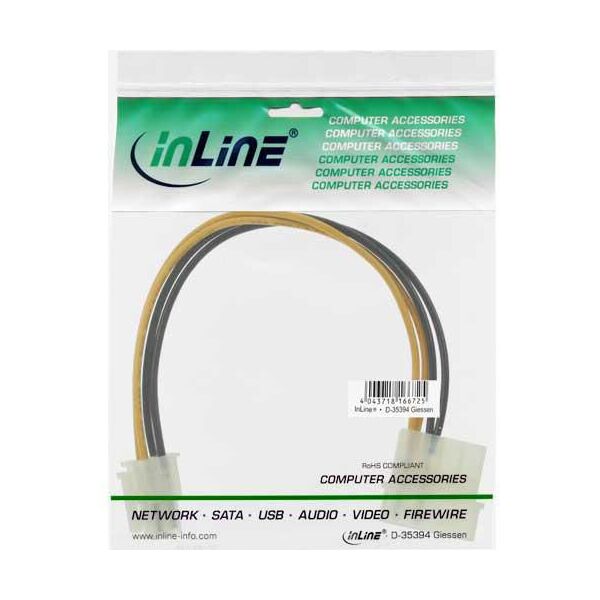 InLine Molex - ATX/EPS 4-pin, 0.2m, Żółty (26632)