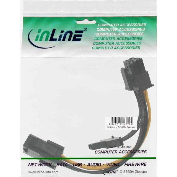 InLine PCIe 6-pin - PCIe 8-pin, 0.1m, Żółty (26626)