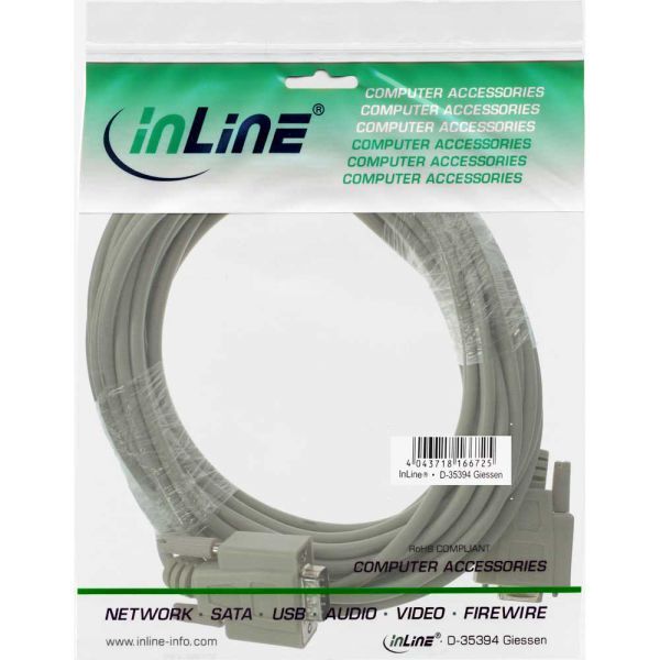 InLine DB-9 - DB-9, 15m, Szary (12211)