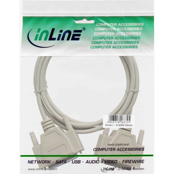 InLine DB-25 - DB-25, 1.8m, Szary (11422M)