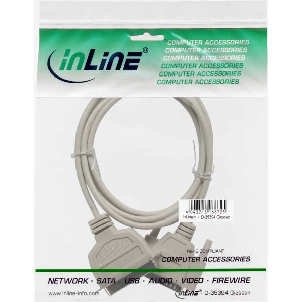 InLine DB-25 - Centronics 36-pin, 2m, Szary (11442)