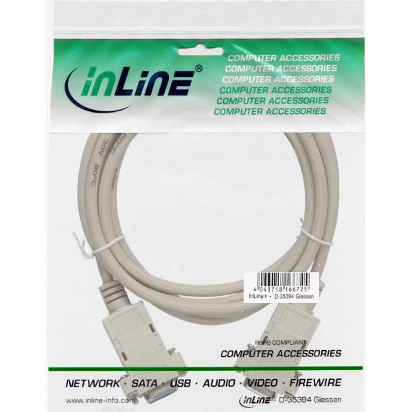InLine DB-9 - DB-9, 2m, Szary (12222C)