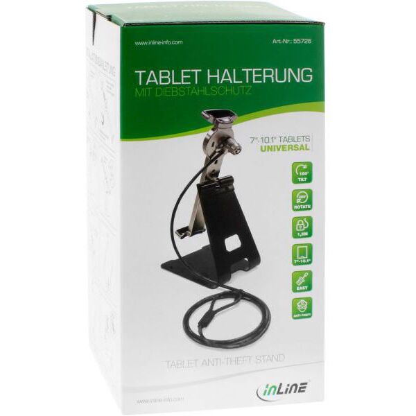 Stojak InLine Stojak na tablet z blokadą - 7-10.1" - czarny (55726)
