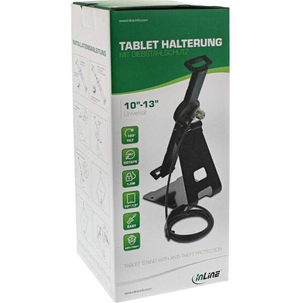 Stojak InLine Stojak na tablet z blokadą - 10-13" - czarny (55727S)