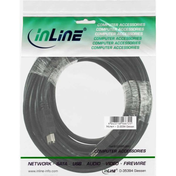 InLine Firewire 6-pin - Firewire 6-pin, 10m, Czarny (34010)