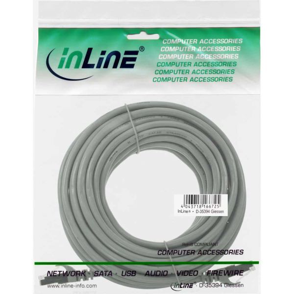 InLine Patchcord U/UTP, Cat.5e, szary, 15m (71415)