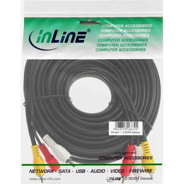 Kabel InLine RCA (Cinch) x3 - RCA (Cinch) x3 5m czarny (89605)