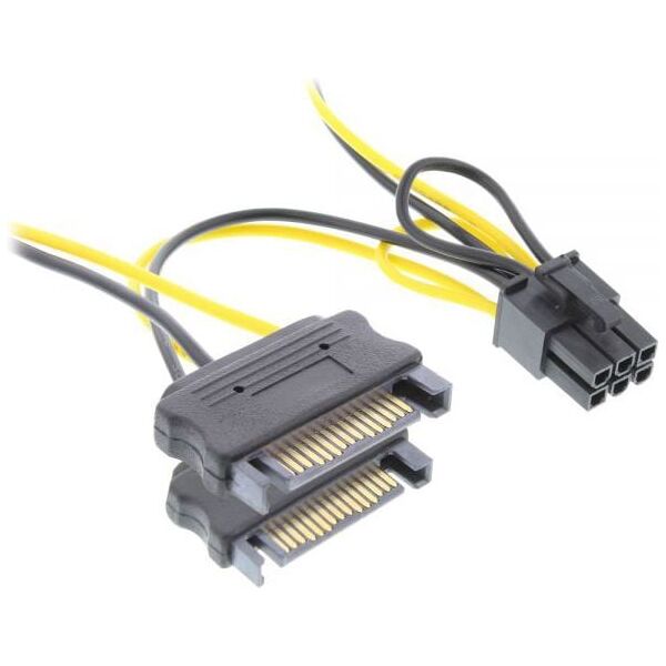 InLine SATA 15-pin - PCIe 6-pin, 0.15m, Żółty (26628B)