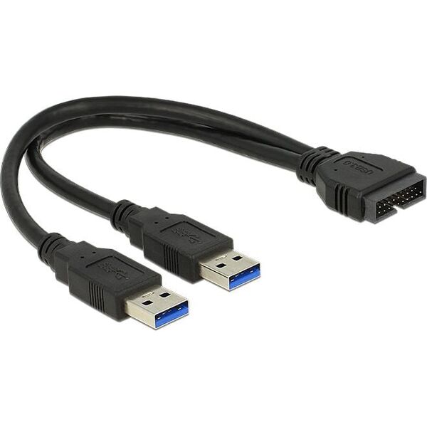Delock USB zew. - USB wew., 0.25m, Czarny (83910)