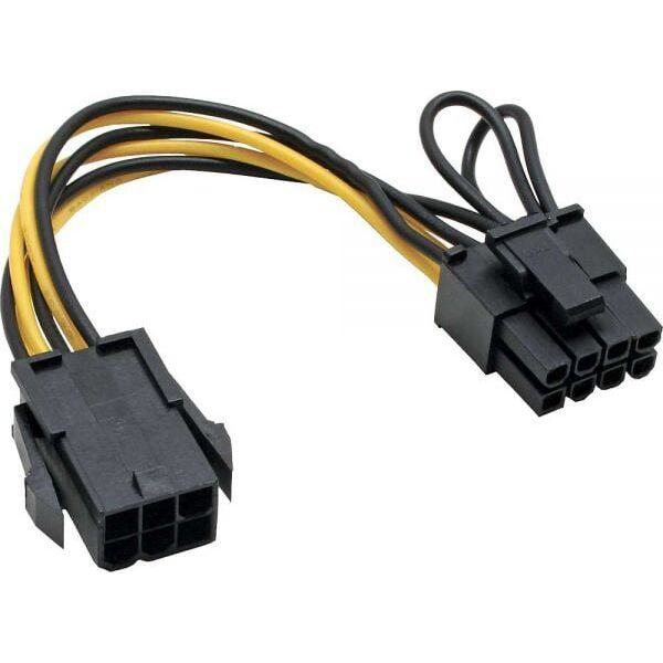 InLine PCIe 6-pin - PCIe 8-pin, 0.1m, Żółty (26626)