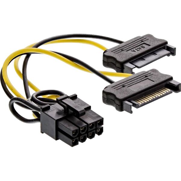 InLine SATA 15-pin - PCIe 8-pin, 0.15m, Żółty (26628D)