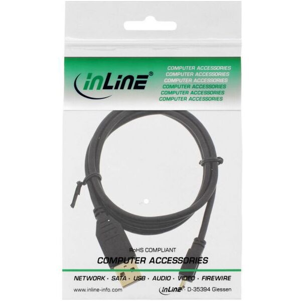 Kabel USB InLine USB-A - microUSB 1 m Czarny (31710P)