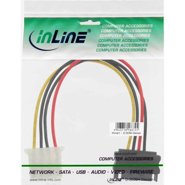 InLine Molex - SATA, 0.15m, Wielokolorowy (29669)