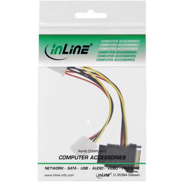InLine SATA 15-pin - Molex x3, 0.15m, Wielokolorowy (29679)