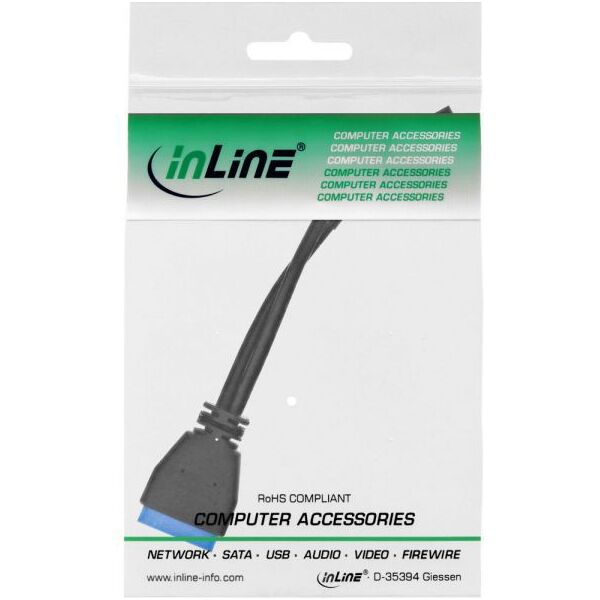 InLine USB 19 pin - USB 9 pin, 0.15m, Czarny (33449I)