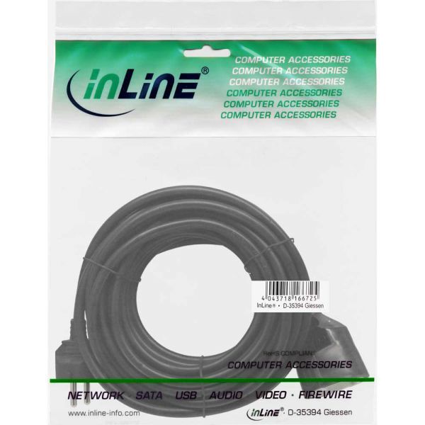 InLine Przedłużacz zasilania, 7m, czarny (16407)