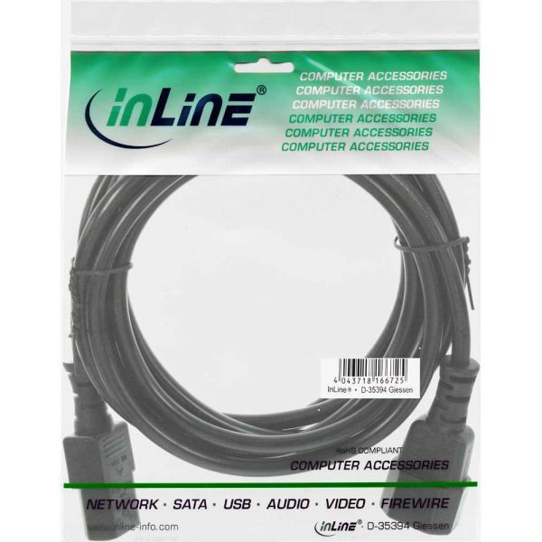 Kabel zasilający InLine przedłużacz do komputera - 3 Pin IEC C13 - C14 męski - żeński czarny 1.8m (16632)