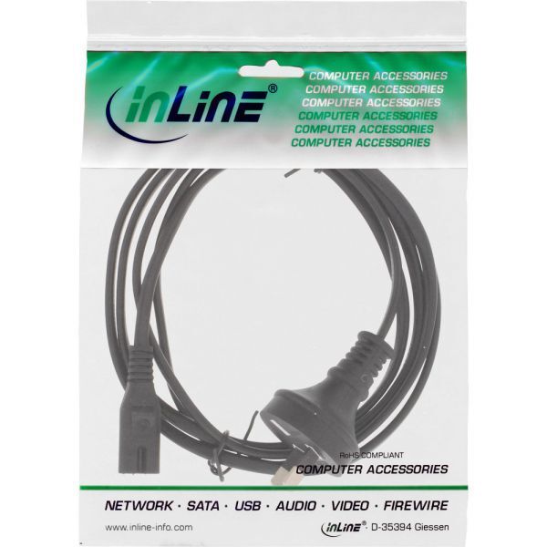 Kabel zasilający InLine Typ I - Euro 8 C7, żeński 1.8m (16654B)
