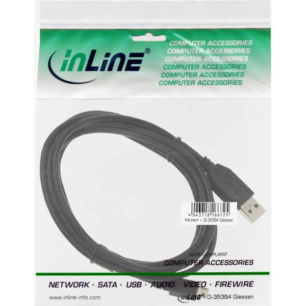 Kabel USB InLine USB-A - microUSB 1.8 m Czarny (31718)