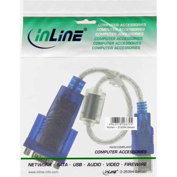 Adapter USB InLine USB - RS-232 Niebieski  (33304D)