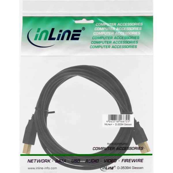 Kabel USB InLine USB-A - 1.8 m Czarny (34618B)