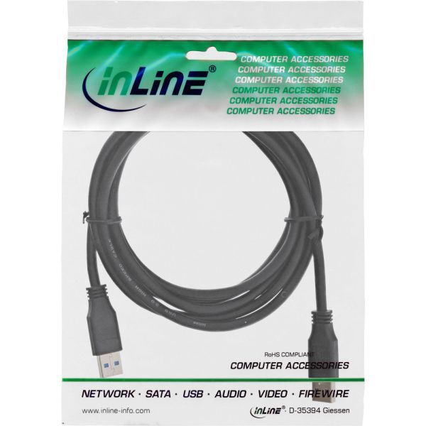 Kabel USB InLine USB-A - USB-A 2 m Czarny (35220)